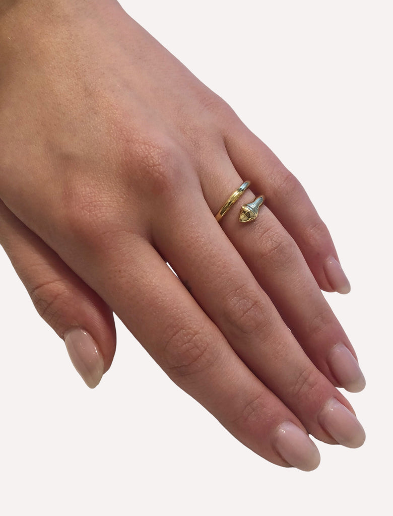 Golden silver  snake ring - [18DELPERO]