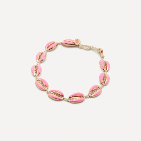 Silver rosè bracelet with fucsia enamelled cowries shells - [18DELPERO]