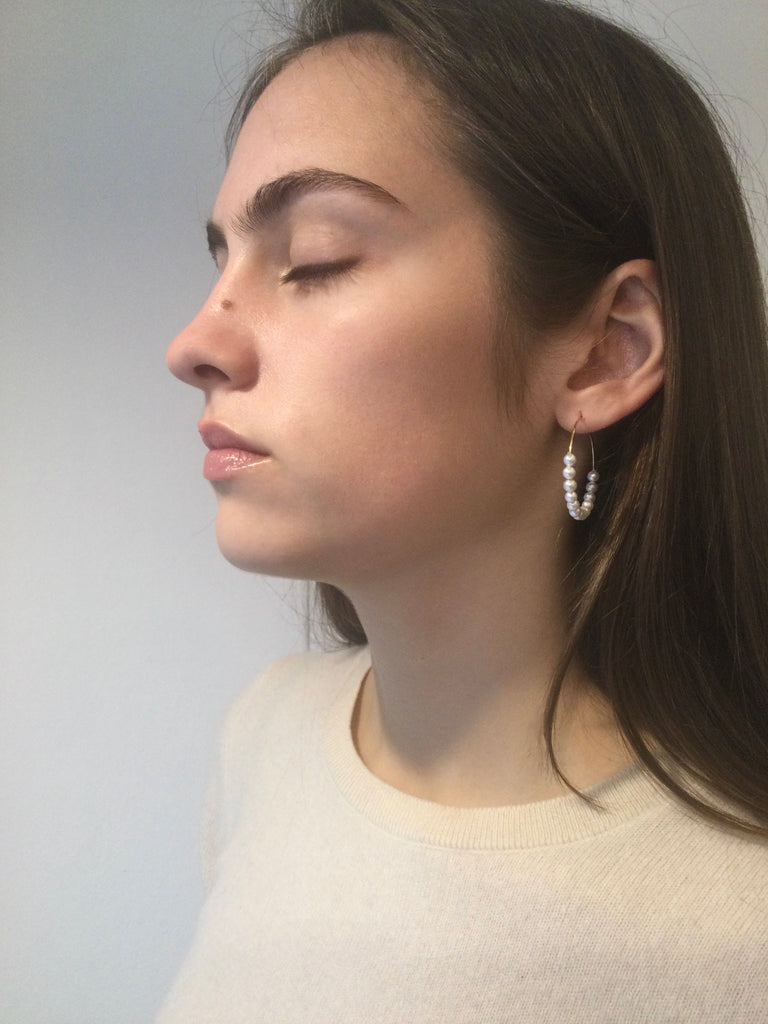Pearl hoop earrings - [18DELPERO]