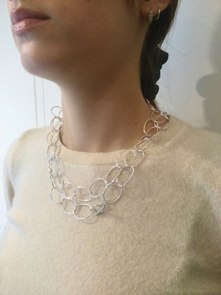 Long oval chain silver necklace - [18DELPERO]