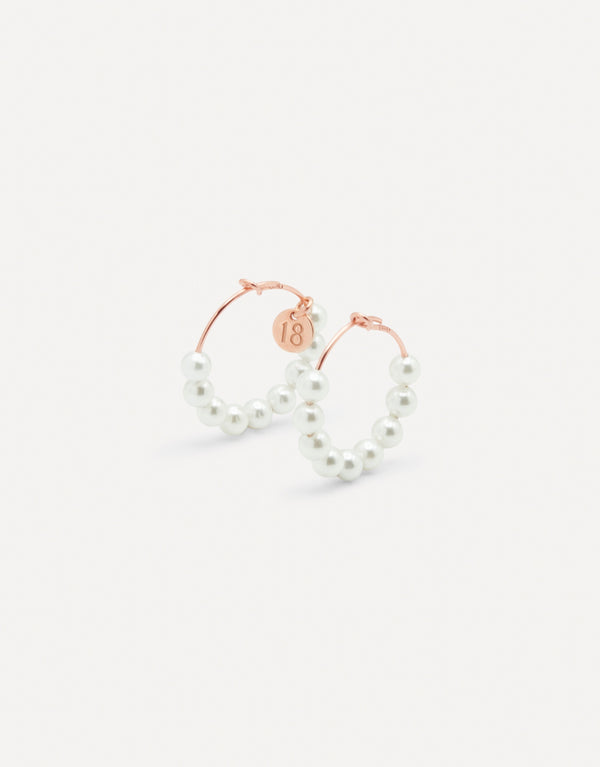 Pearl hoop earrings silver rosè - 20 mm - [18DELPERO]