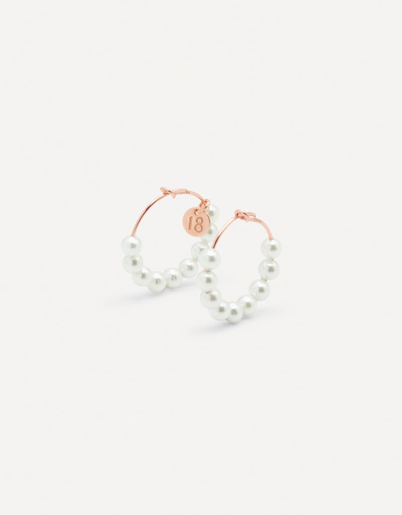 Pearl hoop earrings silver rosè - 20 mm - [18DELPERO]
