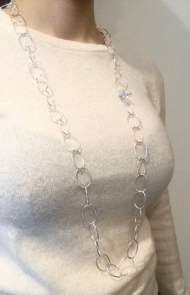 Long oval chain silver necklace - [18DELPERO]