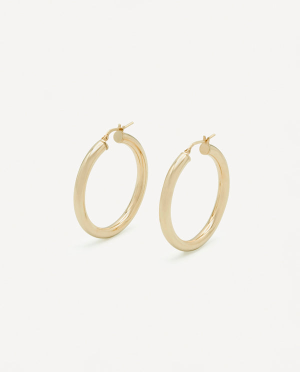 Golden silver bold hoop earrings - [18DELPERO]