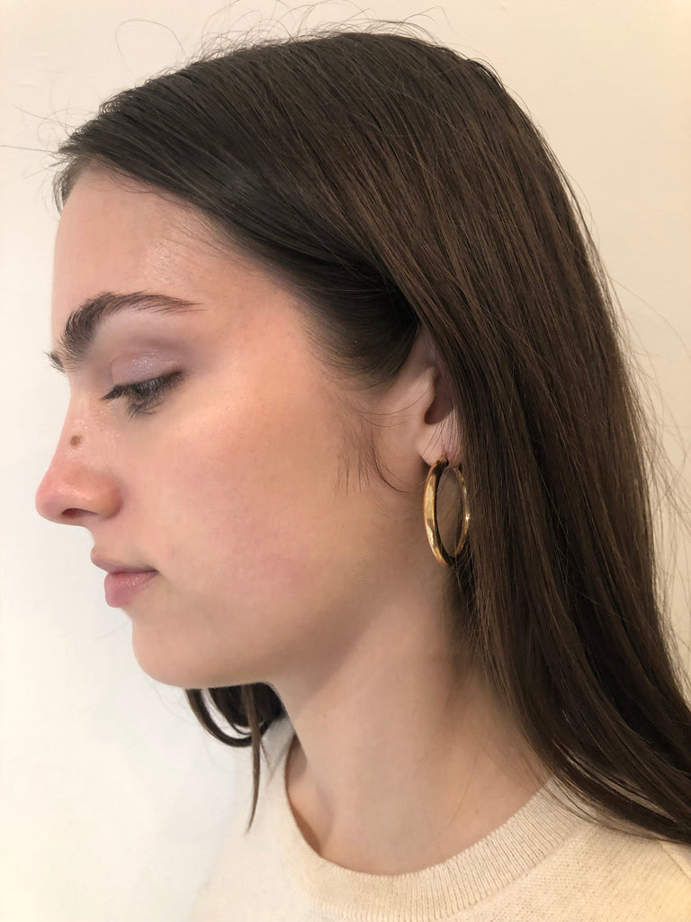 Golden silver bold hoop earrings - [18DELPERO]