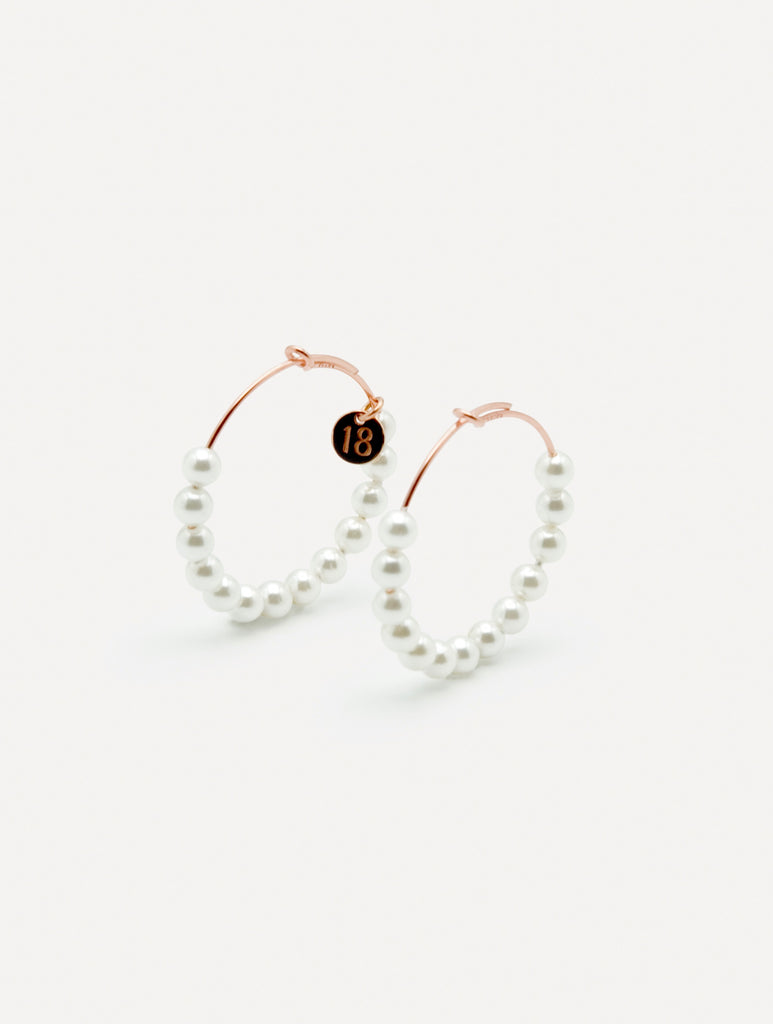 Pearl hoop earrings silver rosè - 30 mm - [18DELPERO]