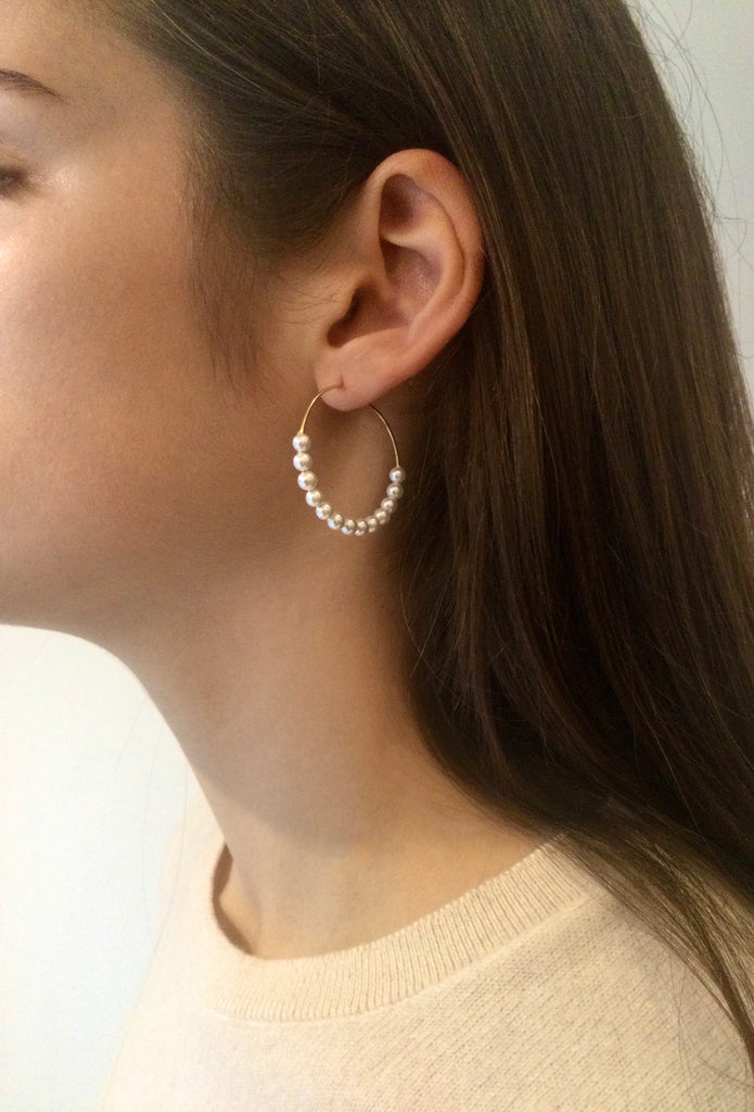 Pearl hoop earrings - [18DELPERO]