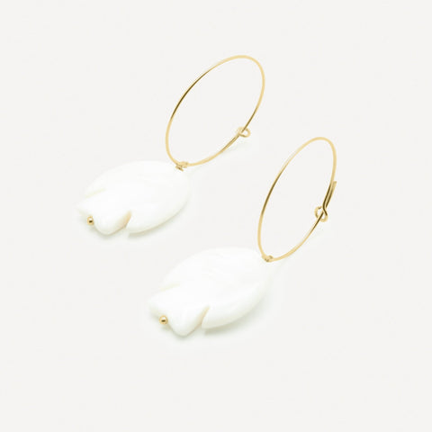 THE FISH - Tahitina Mother-of-Pearl Hoop Earrings - Intuition, Flow, Freedom - [18DELPERO]