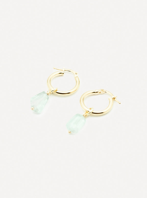 BREEZE DROP - Calm, intuiton, balance - golden silver water-green sapphire earrings - [18DELPERO]