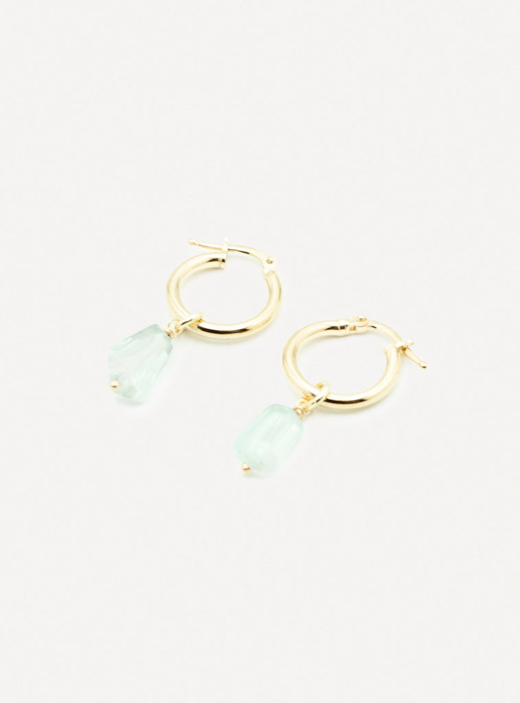 BREEZE DROP - Calm, intuiton, balance - golden silver water-green sapphire earrings - [18DELPERO]