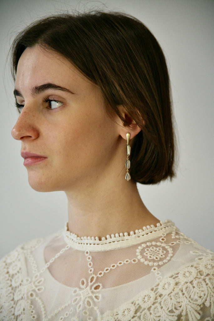 BREEZE - Calm, intuiton, balance - golden silver green sapphire dangle earrings - [18DELPERO]