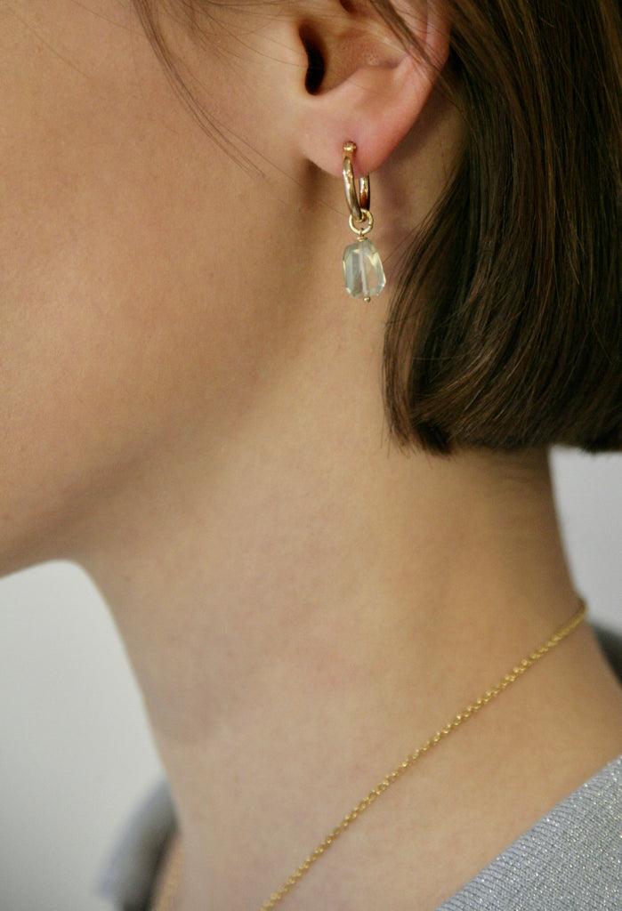 BREEZE DROP - Calm, intuiton, balance - golden silver water-green sapphire earrings - [18DELPERO]