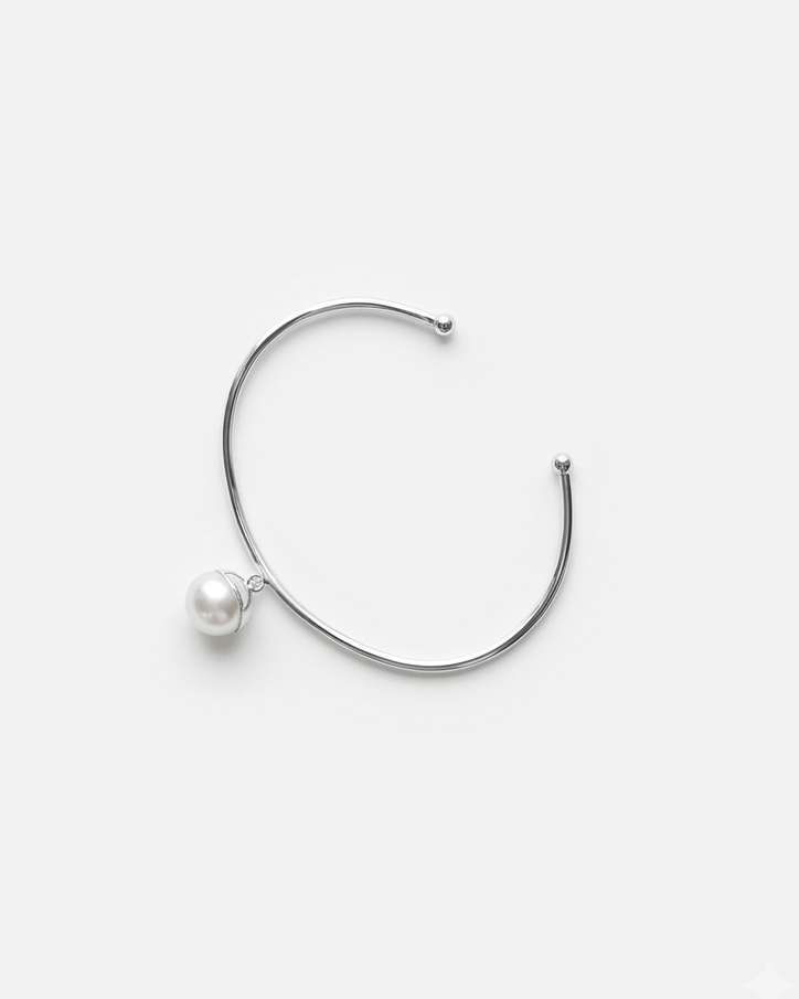THE MOON bracelet - sterlig silver adjustable bracelet with fresh water pearl pendent - [18DELPERO]