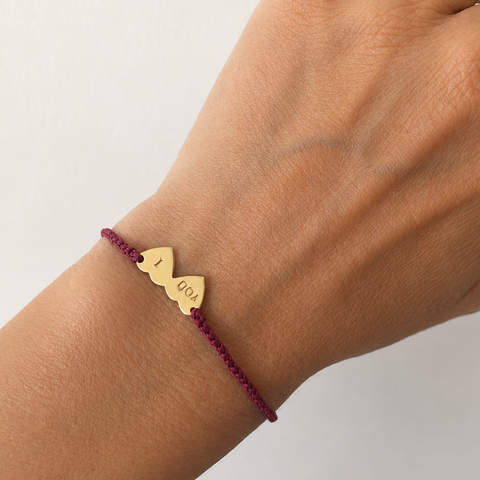 YOU & I Bracelet - 18k sterling silver double heart with crocheting ruby thread - [18DELPERO]