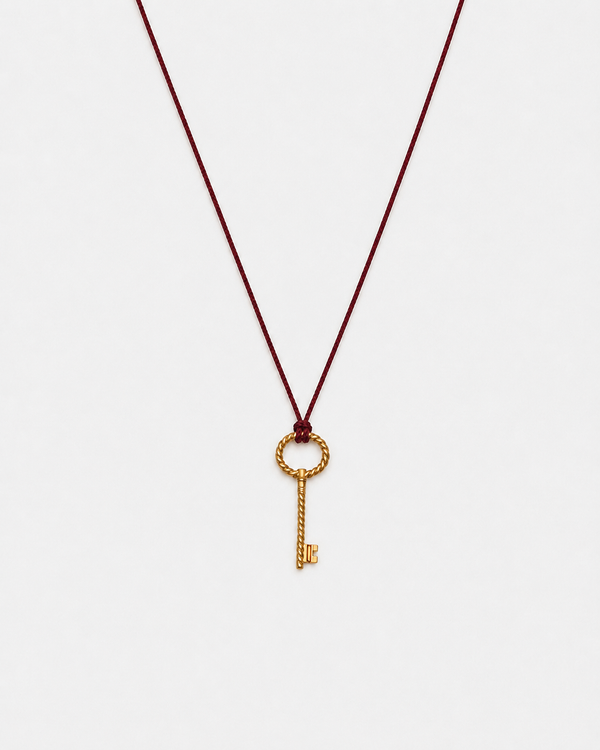CROSSING OVER Necklace – 18k Gold-Plated Sterling Silver Key Pendant on Crochet Cord - [18DELPERO]
