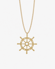 TRUE NORTH Ship Wheel Necklace - 18 KT Gold-Plated Sterling Silver with crochet cord - [18DELPERO]
