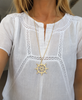 TRUE NORTH Ship Wheel Necklace - 18 KT Gold-Plated Sterling Silver with crochet cord - [18DELPERO]