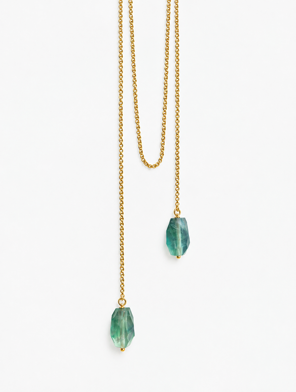 LUCE VERDE Necklace - 18k gold palted sterling silver rolo chain and fluorite stone - [18DELPERO]