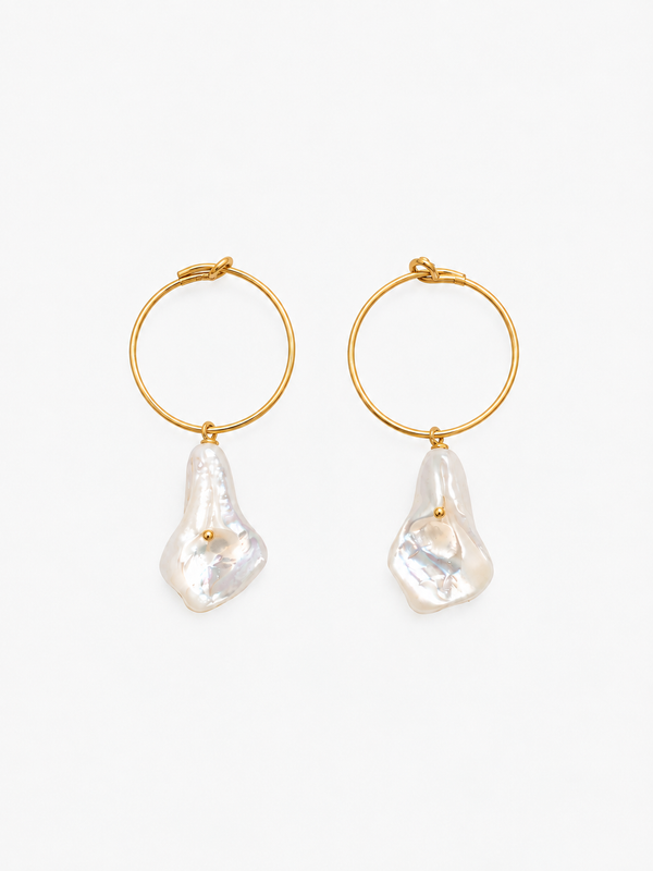 LA CALLA Earrings- 18k Golden silver earrings and mother-of-pearl calla pendent - [18DELPERO]
