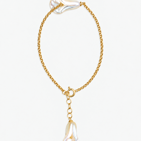 LA CALLA Bracelet - 18k Gold Plated Sterling Silver rolo chain and Tahiti mother of Pearl flowers - [18DELPERO]