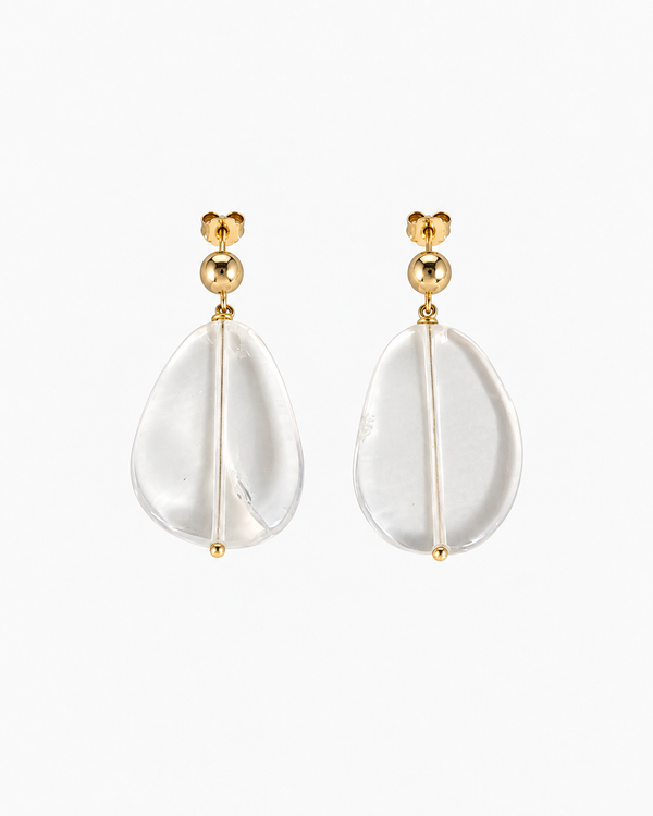 LUNARE Earrings - 18k gold-plated sterling silver and natural rock crystal - [18DELPERO]
