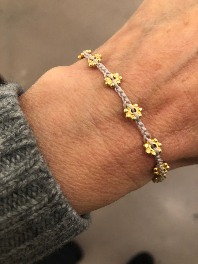 BLOOMING THREAD - nature, beauty, kindness - golden silver flower crochet bracelet - [18DELPERO]