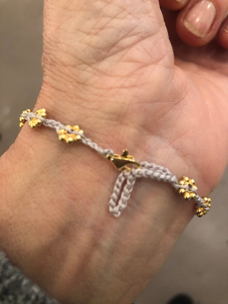 BLOOMING THREAD - nature, beauty, kindness - golden silver flower crochet bracelet - [18DELPERO]