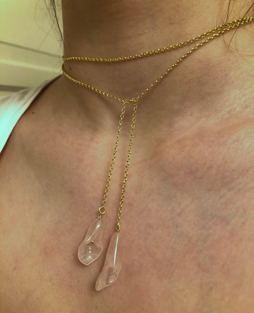 CALLA - The harmony of the heart - golden silver necklace with natural rose quartz calla flower - [18DELPERO]