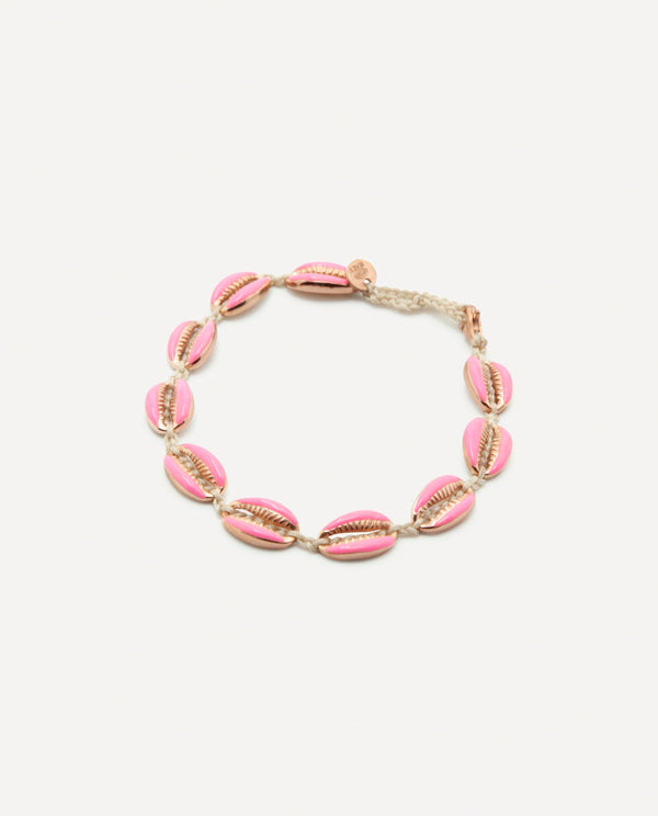 Silver rosè bracelet with fucsia enamelled cowries shells - [18DELPERO]