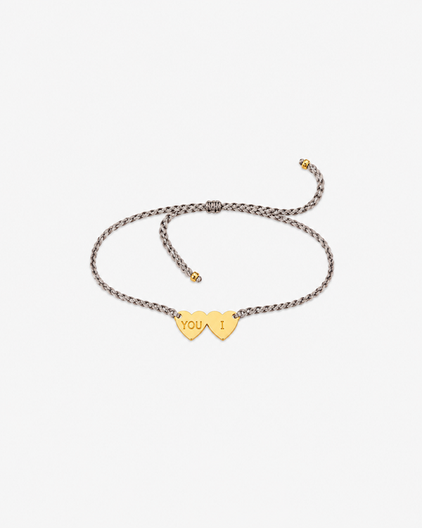 YOU & I Bracelet - 18k sterling silver double heart with crocheting nut thread - [18DELPERO]