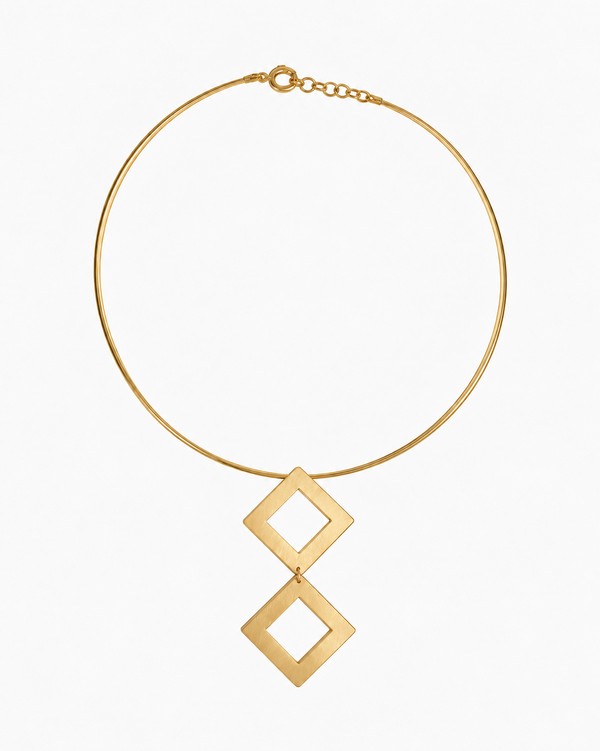 DIAMANTI Necklace -  18k gold-plated thread chocher with rhombus element pendent laser cut - [18DELPERO]