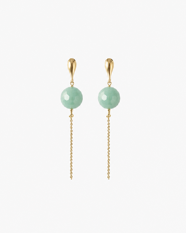 BLOSSOM Earrings – 18kt Gold-Plated Sterling Silver with Green Aventurine - [18DELPERO]