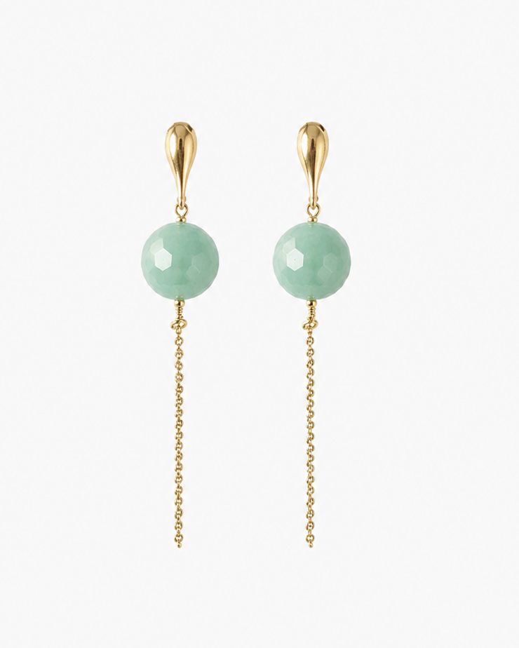 BLOSSOM Earrings – 18kt Gold-Plated Sterling Silver with Green Aventurine - [18DELPERO]