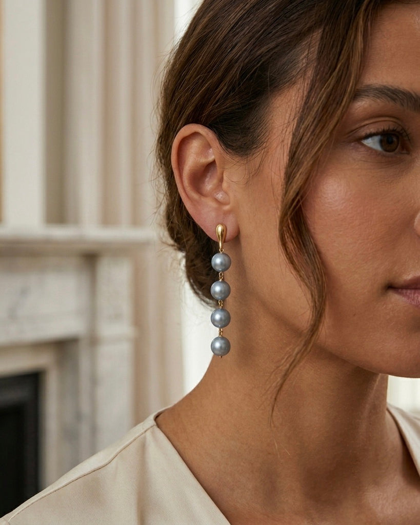 WATERFALL Earrings - 18kt Gold Plated Sterling Silver WITH COATED PEARLY - [18DELPERO]