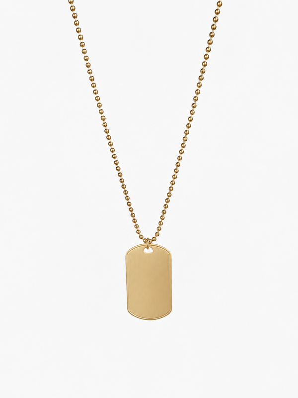 PARLAMI Necklace - 18k gold-plated sterling silver gold ball chain and Signatur dog tag pendent - [18DELPERO]