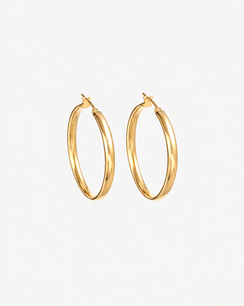 OLIVIA Earrings - 18k gold-plated sterling silver hoop flat thread - [18DELPERO]