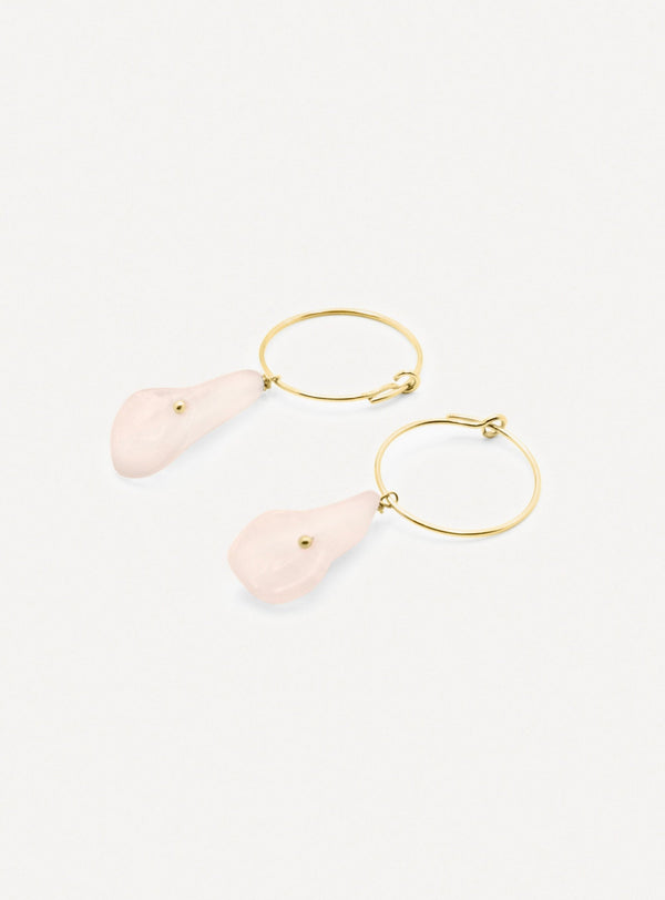 CALLA - The harmony of the heart- Golden silver earrings and pink quartz calla pendent - [18DELPERO]