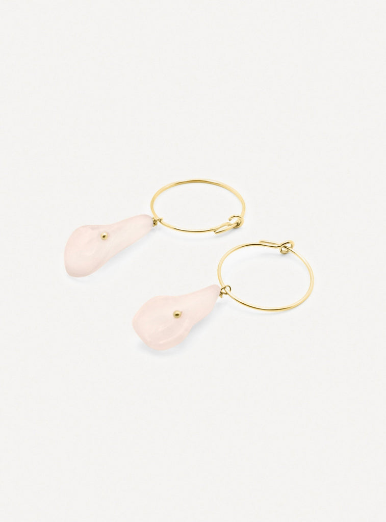 CALLA - The harmony of the heart- Golden silver earrings and pink quartz calla pendent - [18DELPERO]