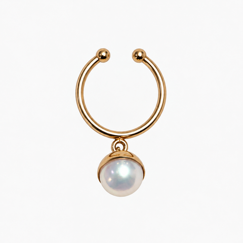 THE MOON Ring - bronze plated sterling siver and fresh water pearl pendent - [18DELPERO]