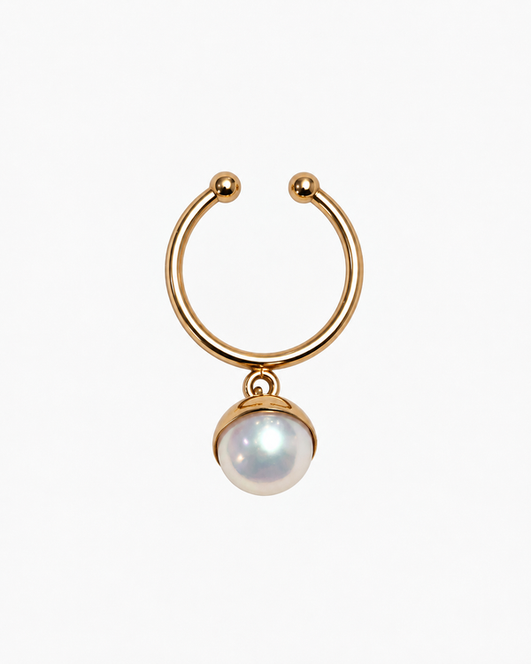 THE MOON Ring - bronze plated sterling siver and fresh water pearl pendent - [18DELPERO]