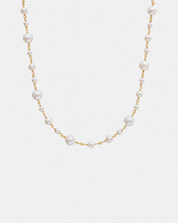 CELESTE Pearl Necklace - 18 KT Gold Plated Sterling Silver and Covered Pearl - [18DELPERO]