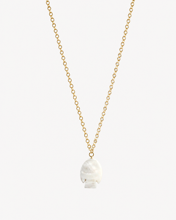 THE FISH long necklace  -  18kt gold plated sterling silver chain and Tahitian Mother-of-Pearl pendent - [18DELPERO]