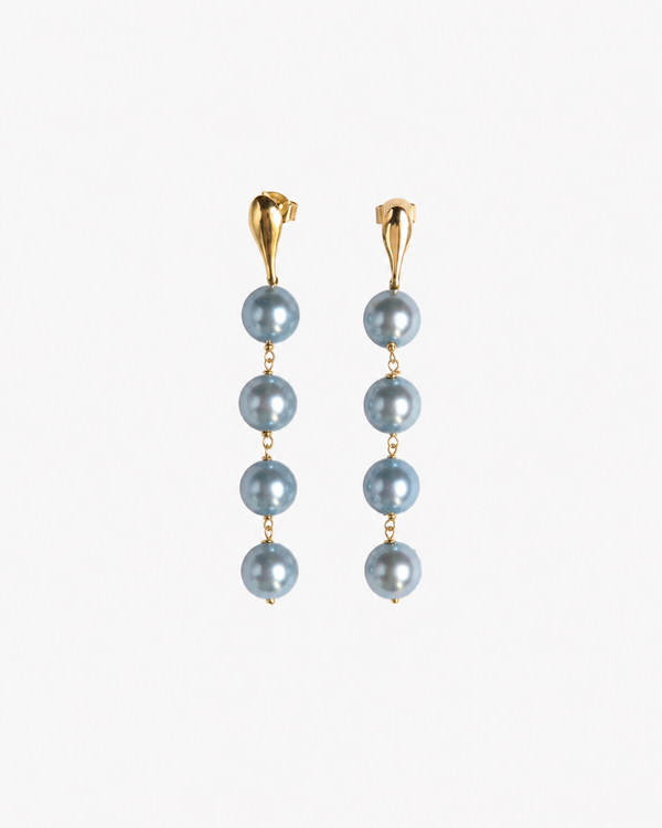 WATERFALL Earrings - 18kt Gold Plated Sterling Silver WITH COATED PEARLY - [18DELPERO]