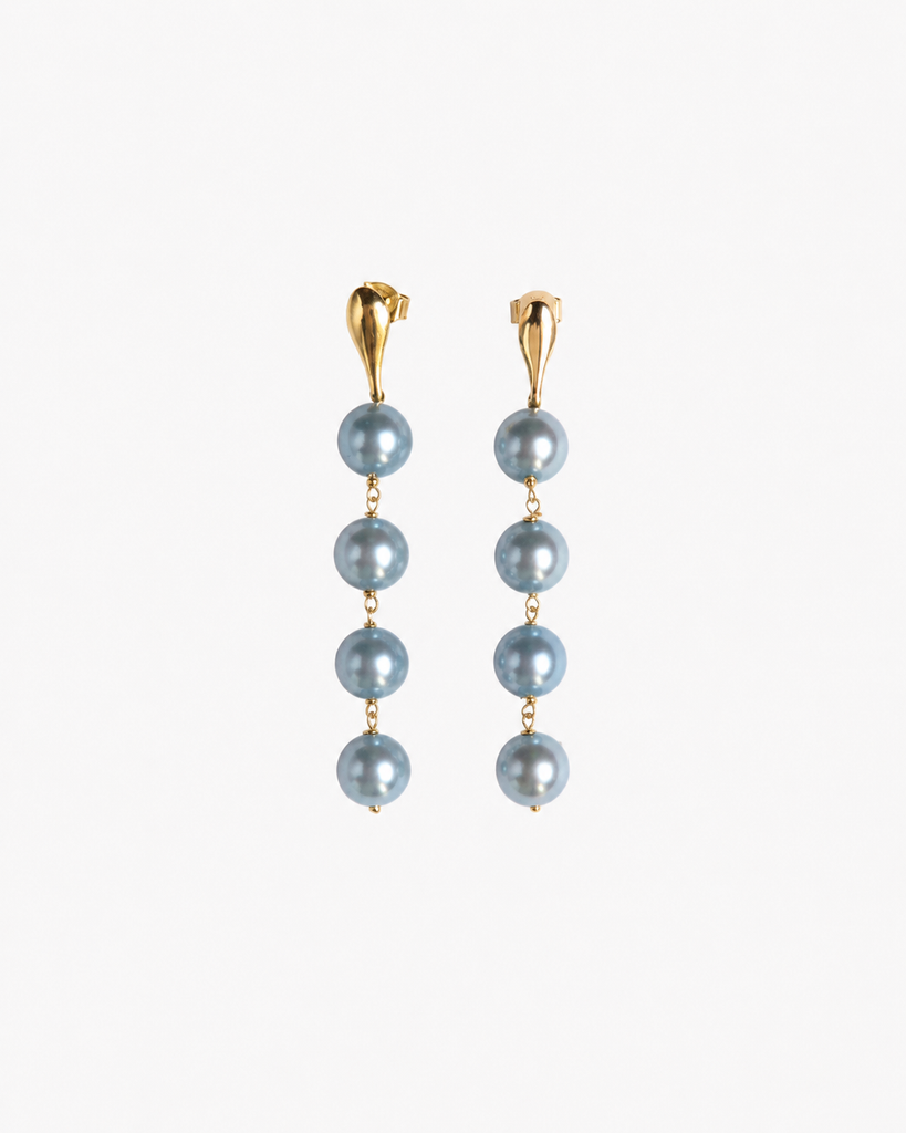 WATERFALL Earrings - 18kt Gold Plated Sterling Silver WITH COATED PEARLY - [18DELPERO]