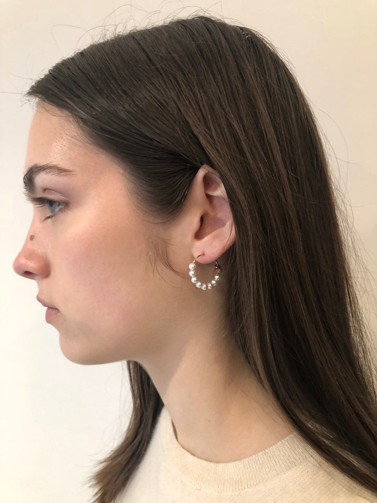 Pearl hoop earrings silver rosè - 20 mm - [18DELPERO]