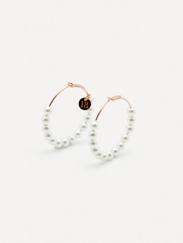 Pearl hoop earrings silver rosè - 30 mm - [18DELPERO]