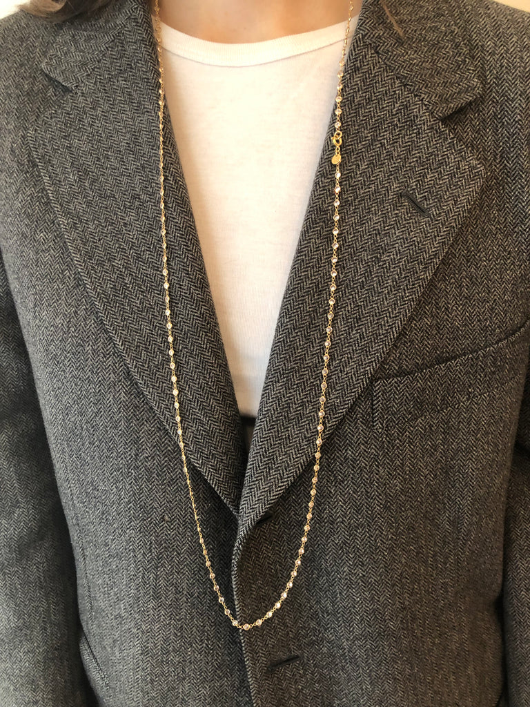 Golden silver white dot zircon necklace - [18DELPERO]