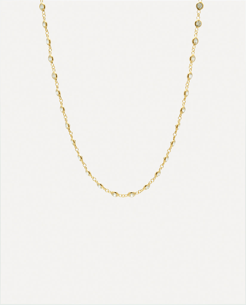 Golden silver white dot zircon necklace - [18DELPERO]